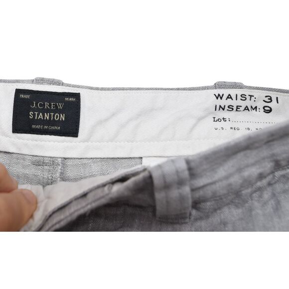 J.Crew Stanton Light Gray Linen Cotton Shorts Men’s 31x9 Baird McNutt Irish Line - Picture 6 of 10